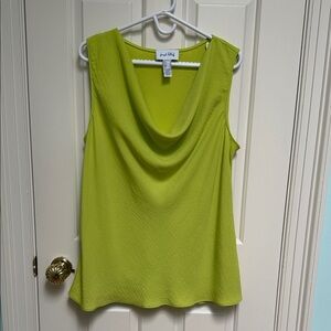 Joseph Ribkoff sz 16 Lime or Chartreuse Drape Neck sleeveless Blouse